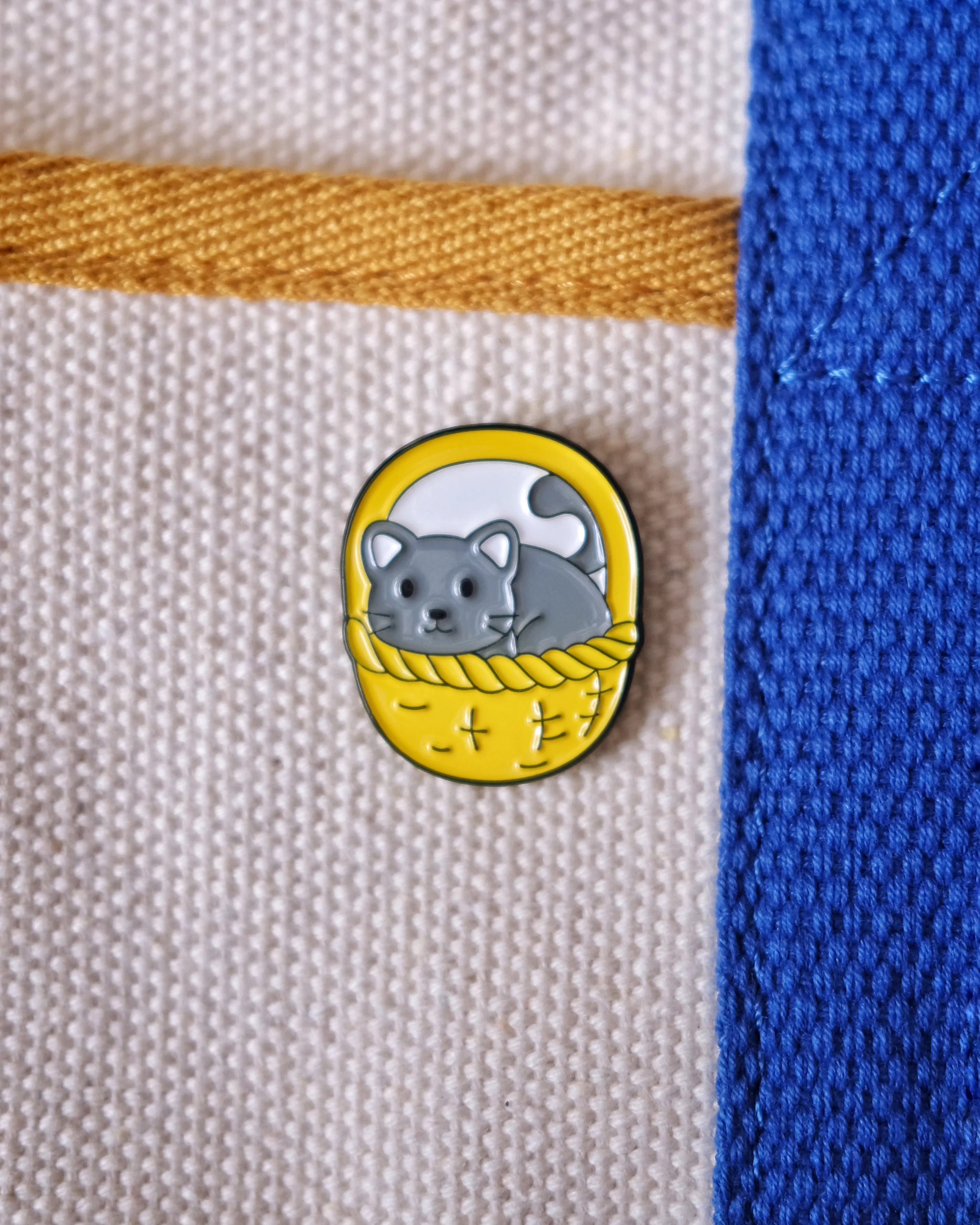 Cat in a Basket Enamel Pin - Image 3