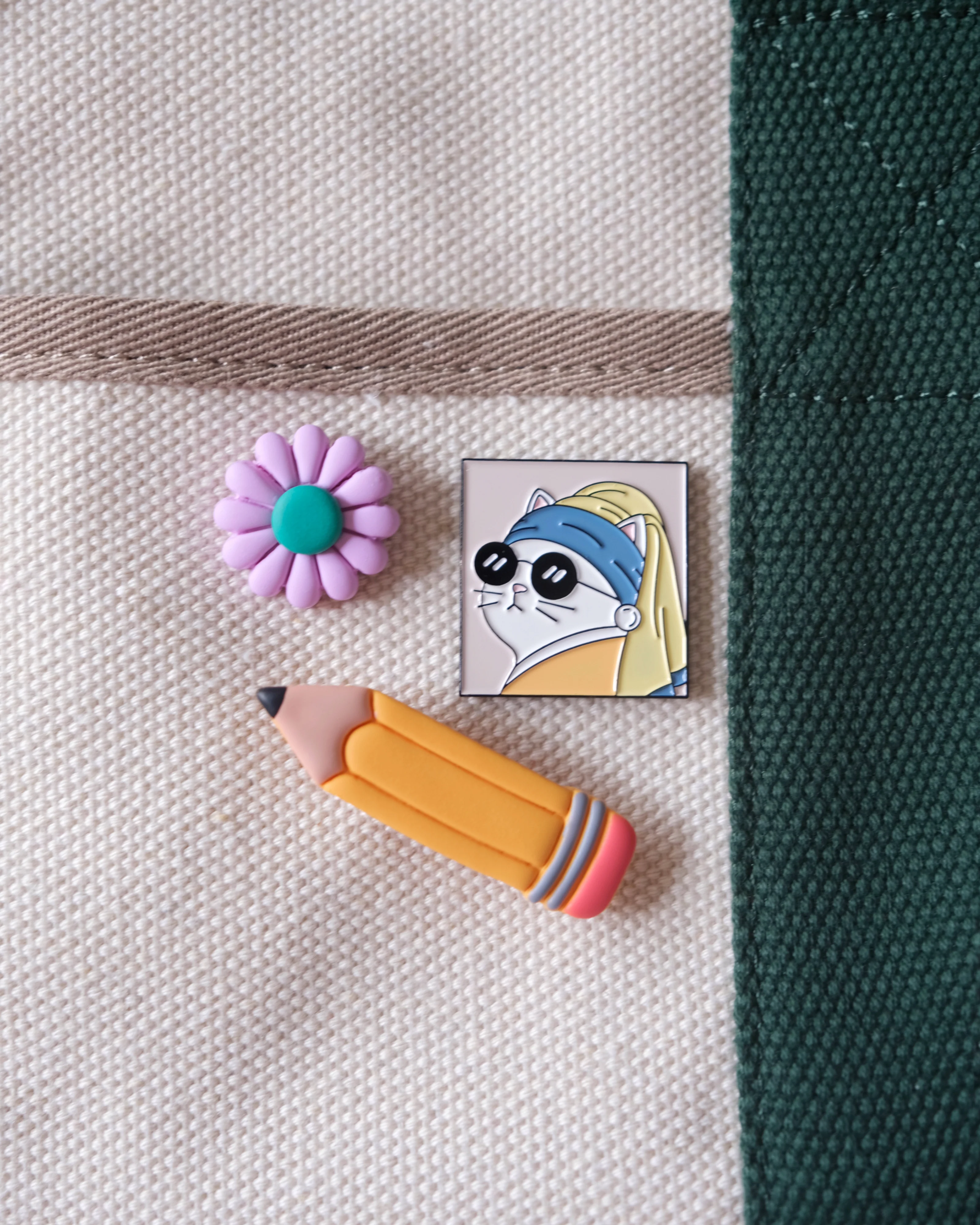 Cat with a Pearl Earring Enamel Pin - Image 3