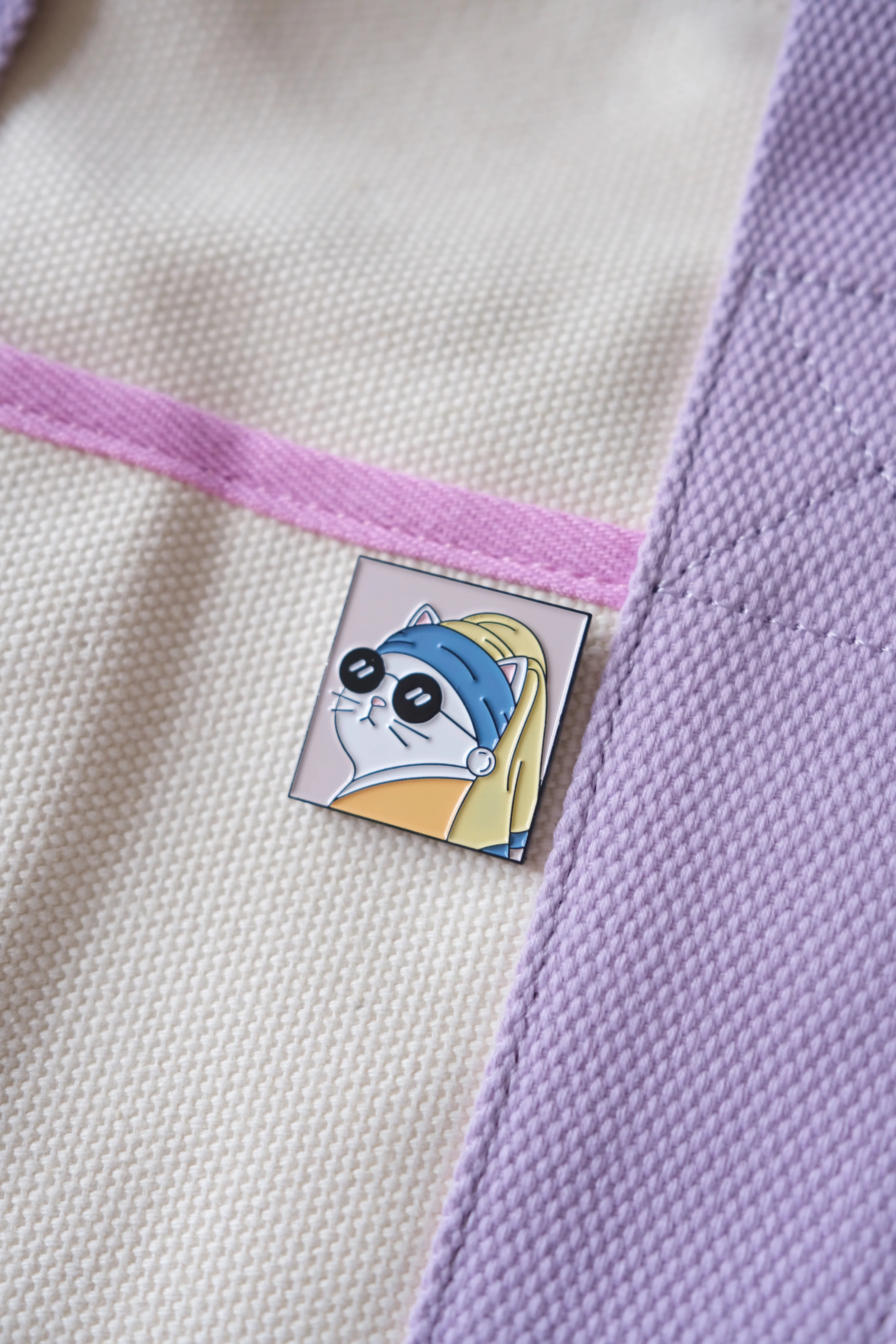 Cat with a Pearl Earring Enamel Pin - Image 4