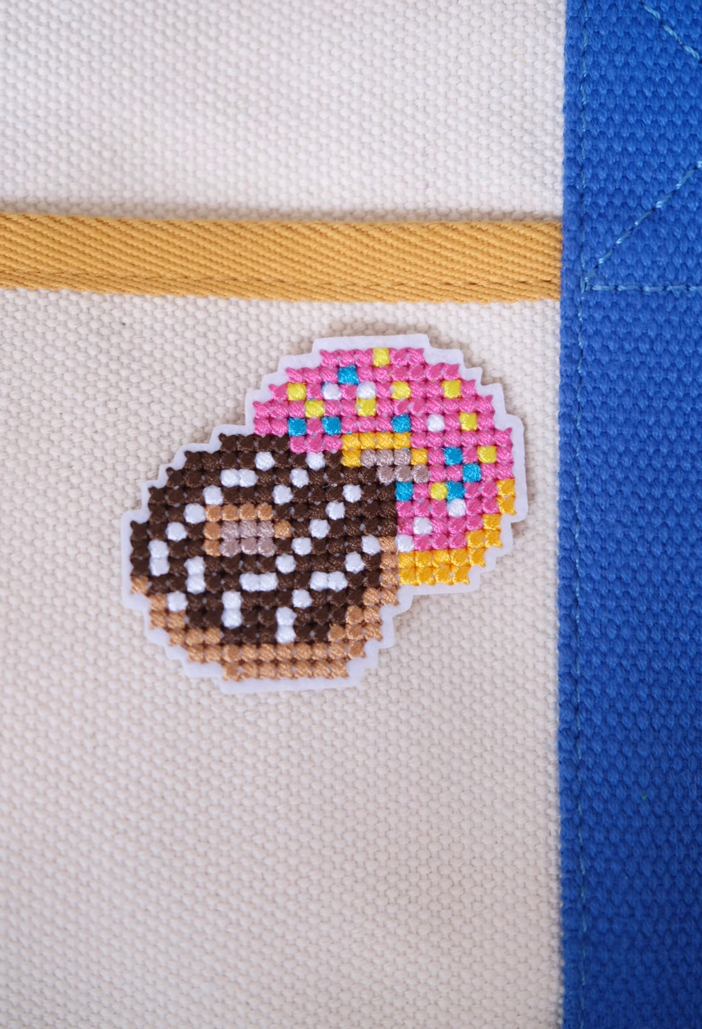 Cross Stitched Donut Iron-on Patch