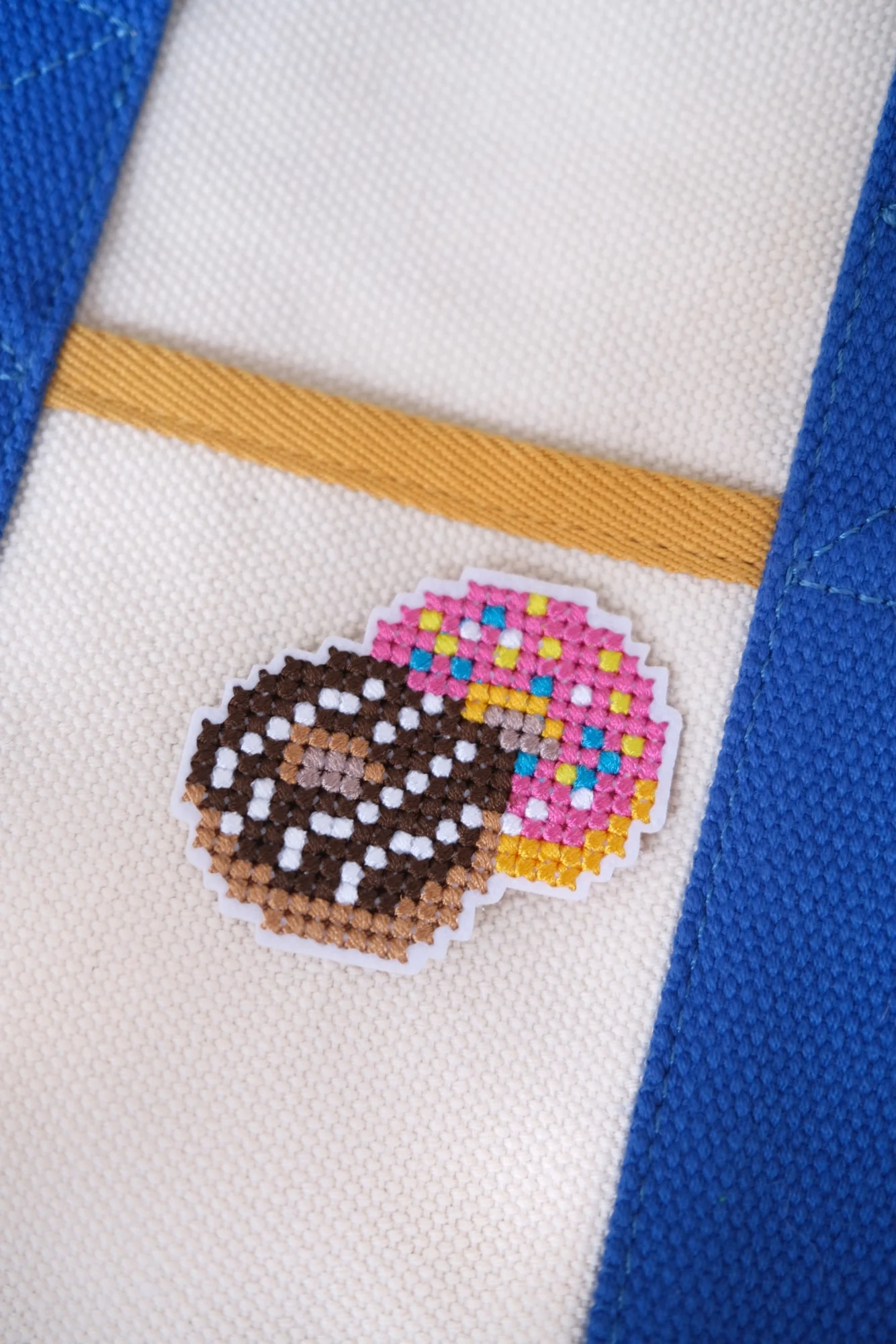 Cross Stitched Donut Iron-on Patch - Image 2