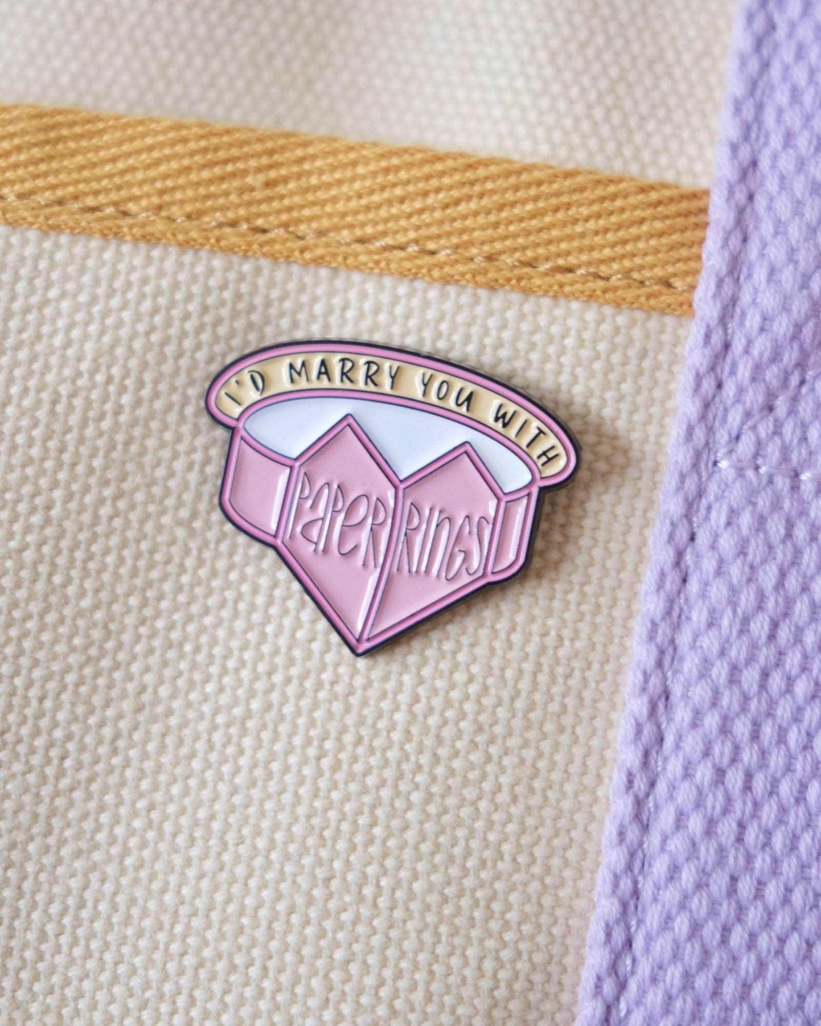 "I'd Marry You With Paper Rings" Enamel Pin - Image 4