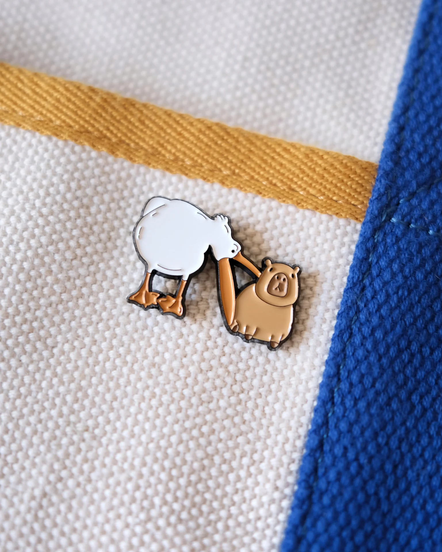 Pelican and Capybara Enamel Pin - Image 2