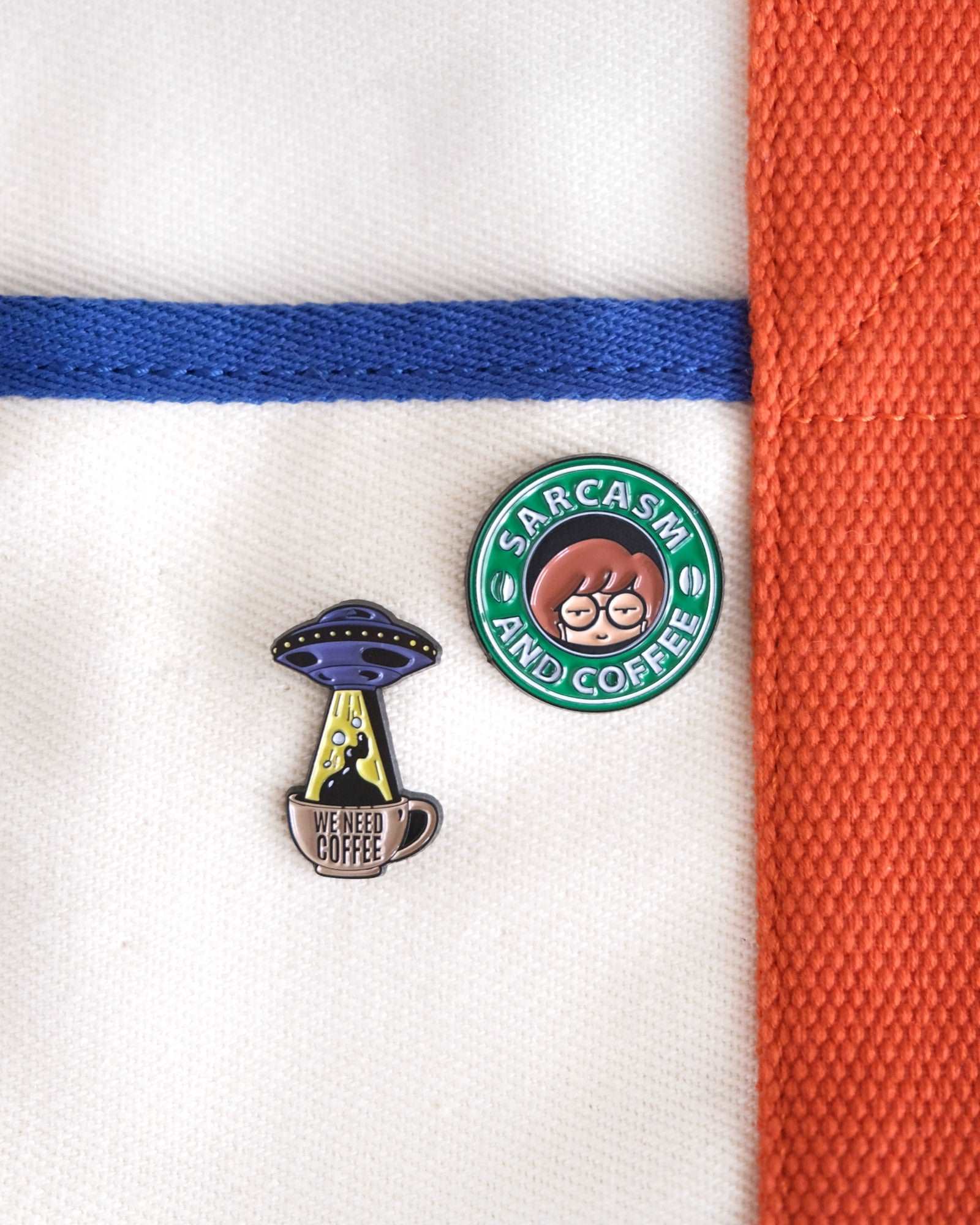"Sarcasm and Coffee" Enamel Pin - Image 5