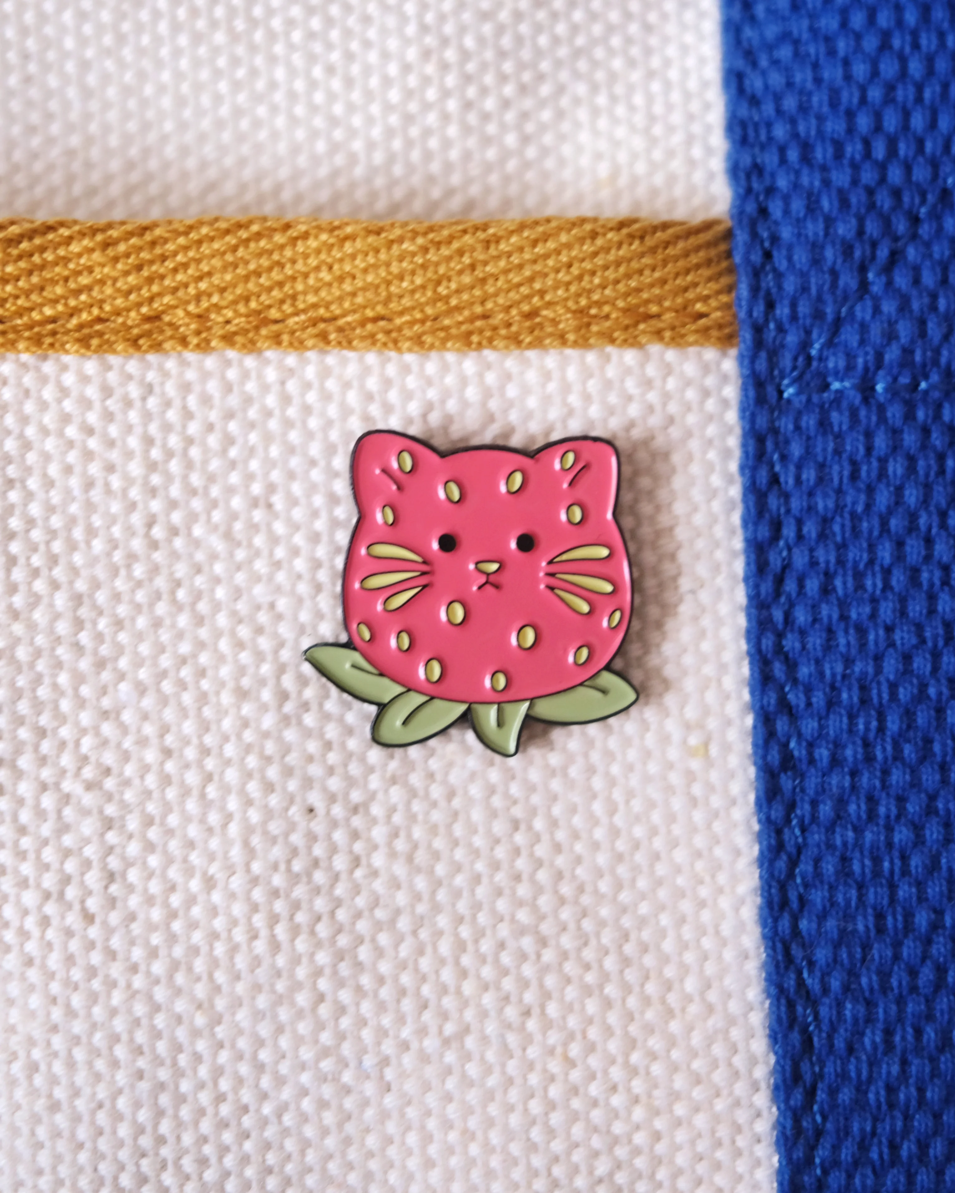 Strawberry Cat Enamel Pin - Image 3